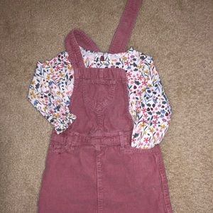 The Children’s Place long-sleeve floral top with corduroy overall skirt 4/4T